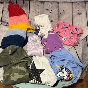 8 Girls Long Sleeve Tops Colorful Kid Clothing Bundle-unicorn-Star-Heart-floral